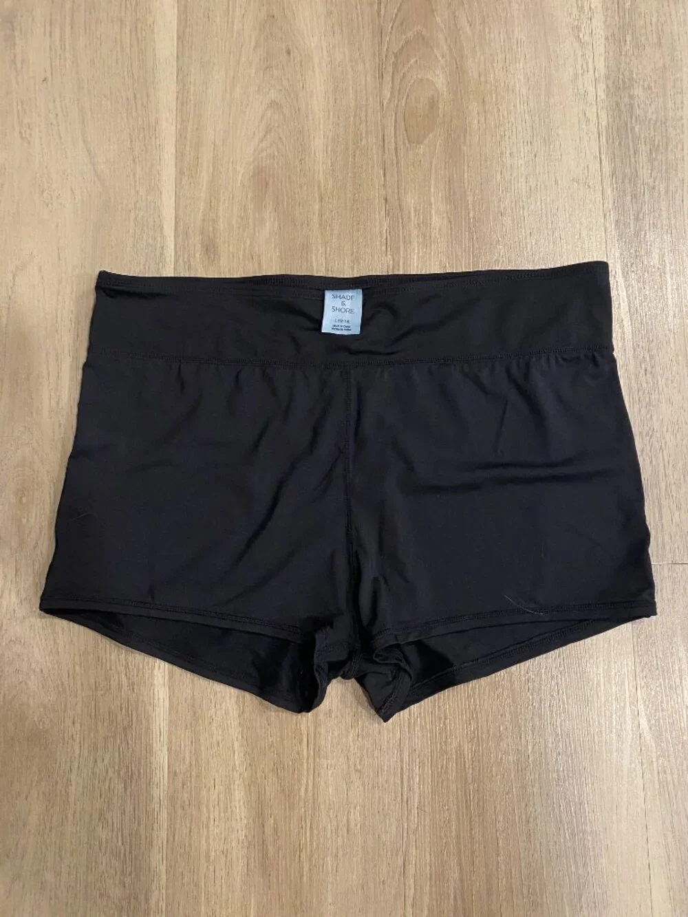 Shade & Shore Black Swim Shorts Women's L 12-14 Boyshort Swim Bottoms UPF Beach